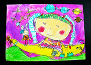 闰子晗 5岁《和月亮在一起》荣获童画之星•二0一三第九届世界华人幼儿创意美术大赛 银奖