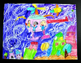 廖君翊 5岁《坐直升飞机》荣获童画之星•二0一三第九届世界华人幼儿创意美术大赛 银奖