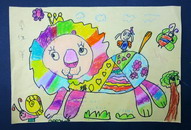 李依洋 6岁《爱美的狮子》荣获童画之星•二0一四第十届世界华人幼儿创意美术大赛 金奖
